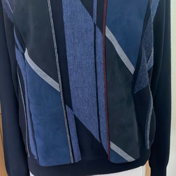 🇮🇹 Vintage John Friday Knitwear Grandpa Blue Geometric Pattern Sweater, Size M - Picture 3 of 16